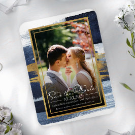 Íman Abstrato Wedding Salvar Convites de Data | Azul