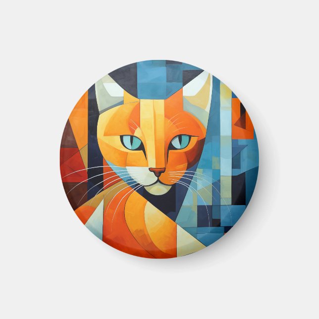 Íman Abstrato Whiskers: Gato Laranja (Frente)