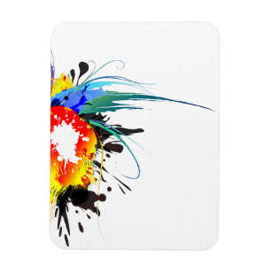 Íman Abstrato Wild Parrot Paint Splatters