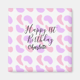 Íman Abstratos roxos cor-de-rosa moldam primeiro aniver