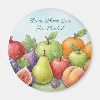 Íman Abundância de Frutas em Aquarela, Fundo de Tu Bish
