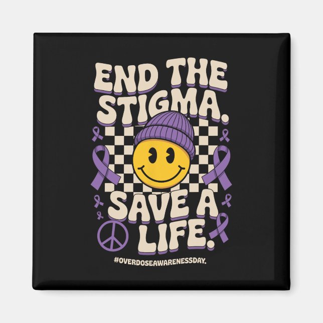 Íman Acabar Com O Estigma Salvar Uma Vida Groovy Dia de (Frente)