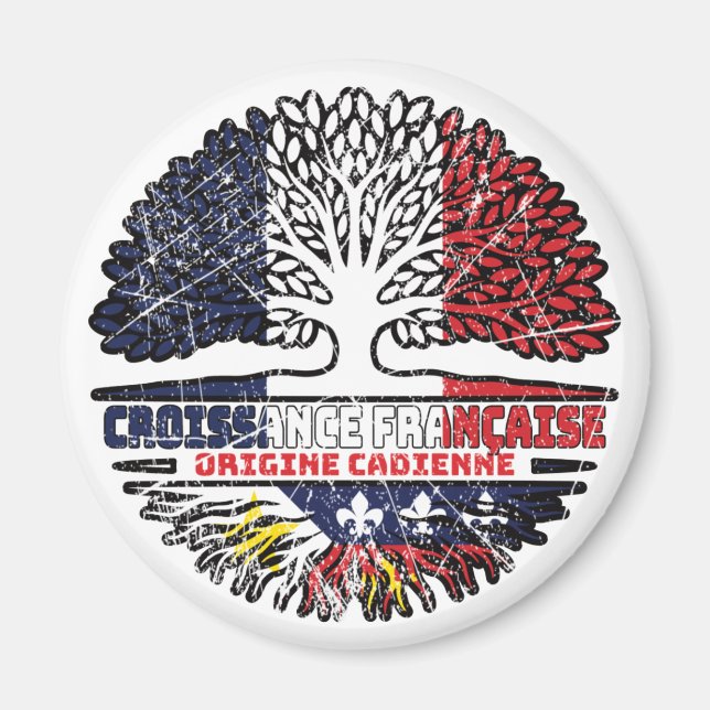 Íman Acade Cajun Francês Árvore Francesa Bandeira (Frente)