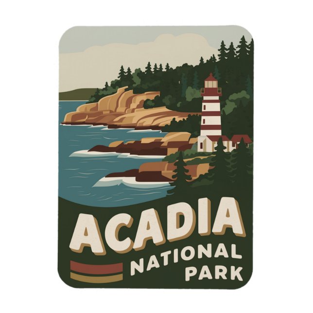 Íman Acadia National Park Lighthouse Viagem Art (Vertical)