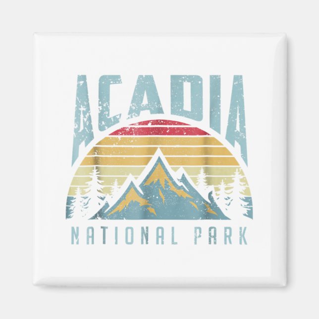 Íman Acadia National Park Montanhas Maine Retro T Shirt (Frente)