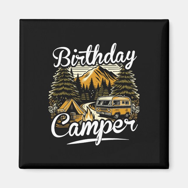 Íman Acampamento de Aniversário Camping  (Frente)