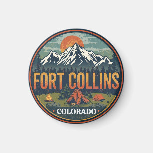 Íman acampamento vintage montanha colorado fort colllin