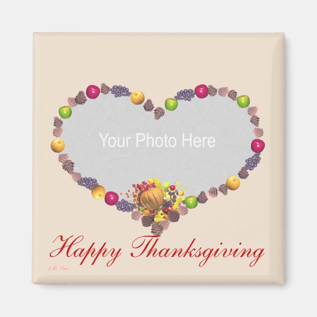 Íman Ação de Graças Cornucopia Heart (quadro fotográfic (Frente)