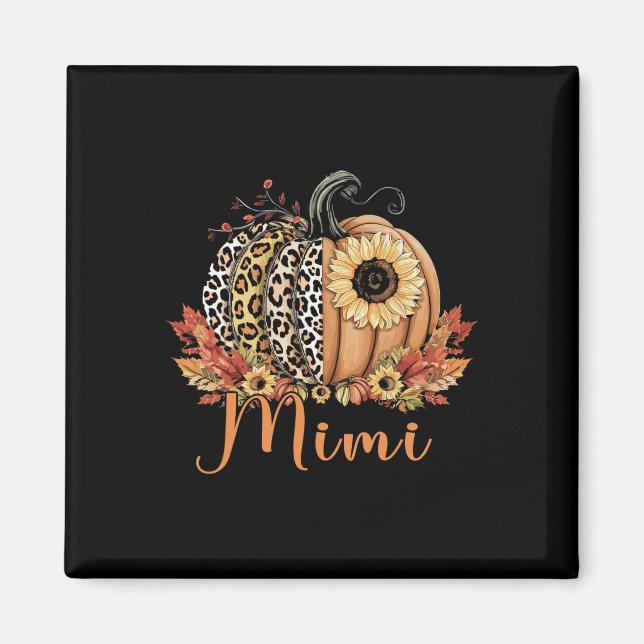 Íman Ação De Graças De Leopard Pumpkin E Sunflower Mimi (Frente)
