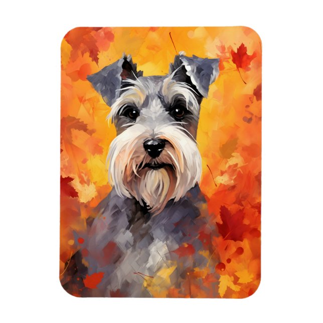 Íman Ação de Graças de Miniatura Schnauzer Autumn (Vertical)