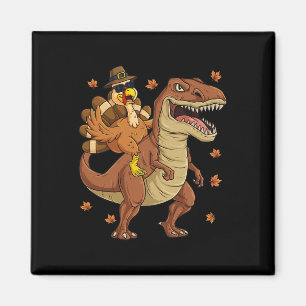 Íman Ação de Graças Turquia Andando em T Rex Dinosaur T