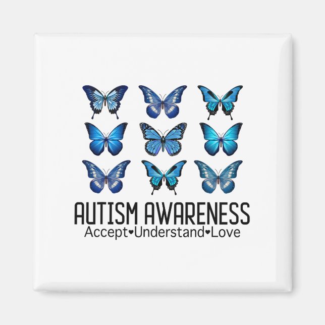 Íman Aceitar Compreender Autismo Atenção Borboleta (Frente)