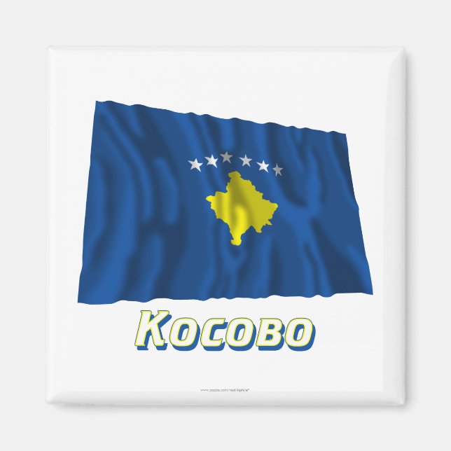 Íman Acendendo a bandeira do Kosovo com nome em russo (Frente)