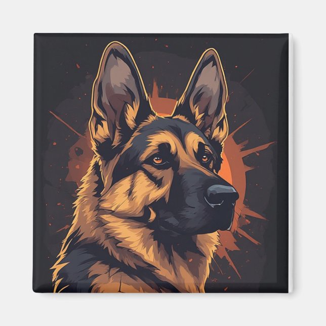 Íman 🐕 Acessórios para Pastor Alemão para Amantes de C (Frente)