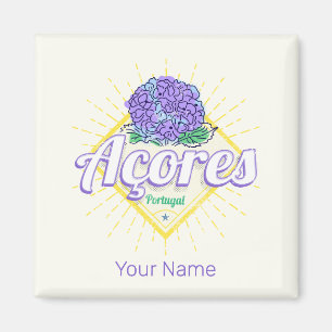 Íman Açores Hydrangea Flower Island Portugal Vintage