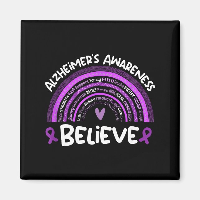 Íman Acredite Apoie Esperança Força Mês Alzheimer (Frente)
