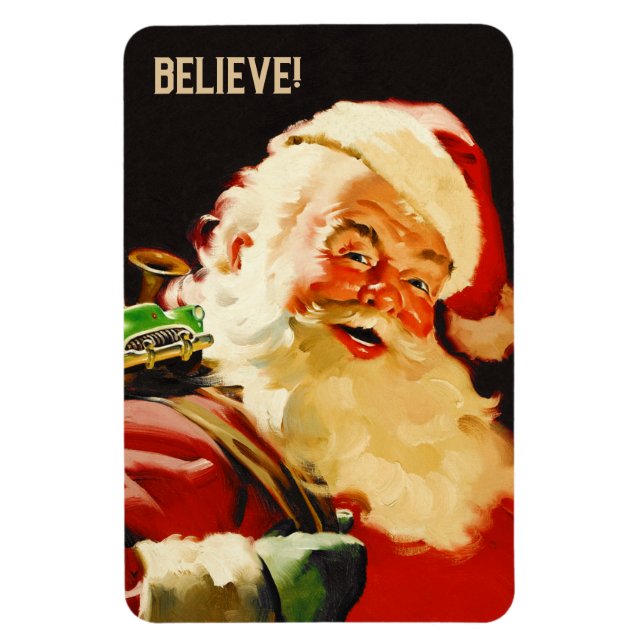 Íman Acredite! Presente de Natal Vintage Santa Claus (Vertical)