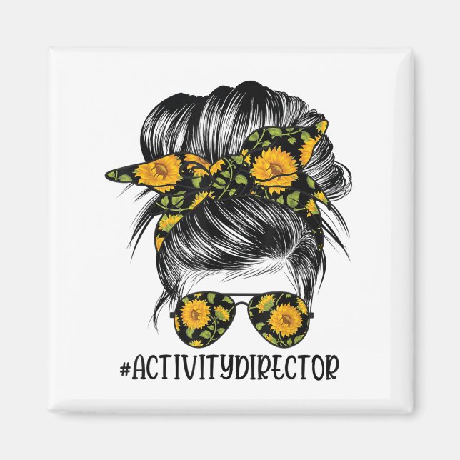 Íman Activity Director Messy Hair Woman Bun Sunflower H (Frente)