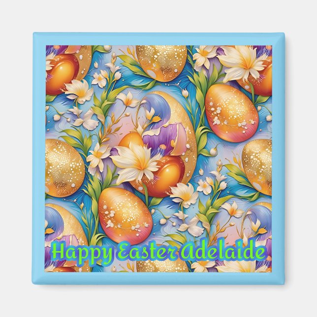 Íman ADELAIDE ~ Feliz Páscoa ~ Ovos Dourados ~  (Frente)