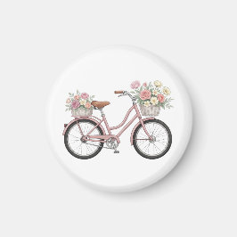 Íman Adesivo de Bicicleta Rosa Antiga com Cestas Florai