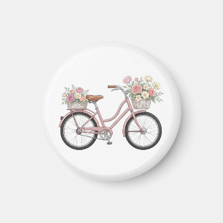 Íman Adesivo de Bicicleta Rosa Antiga com Cestas Florai