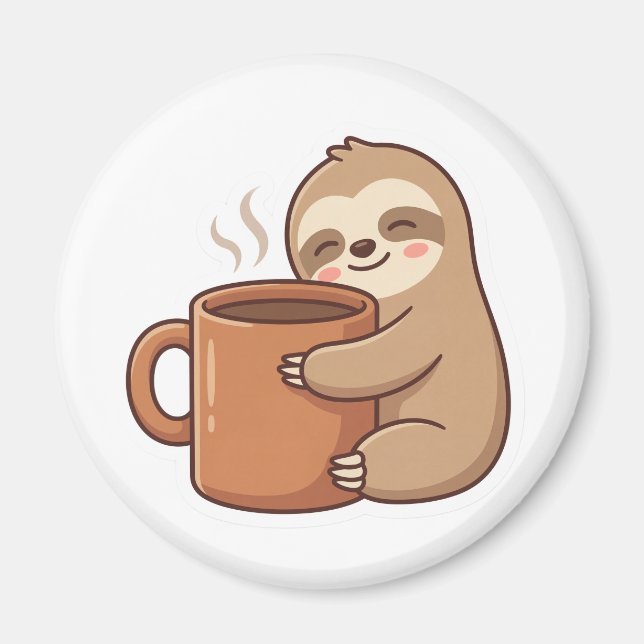 Íman Adesivo de café de preguiça fofa (Frente)