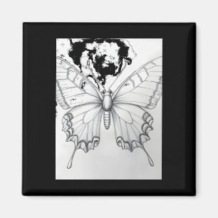 Íman Adesivo de desenho a lápis de borboleta-monarca re