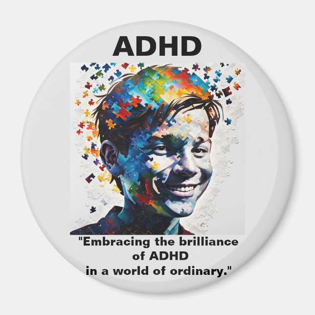 Íman ADHD Vivendo o brilho do adesivo ADHD (Frente)