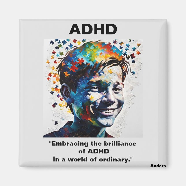 Íman ADHD Vivendo o brilho do adesivo ADHD (Frente)