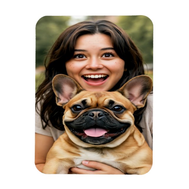 Íman Adicionar Foto de Bulldog Francês Personalizar (Vertical)