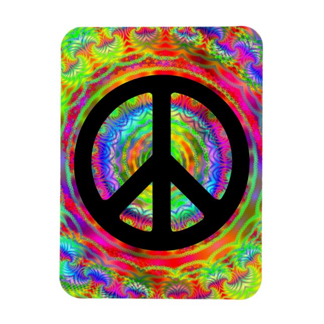 Íman Adicionar imagem com símbolo da paz preto (Vertical)