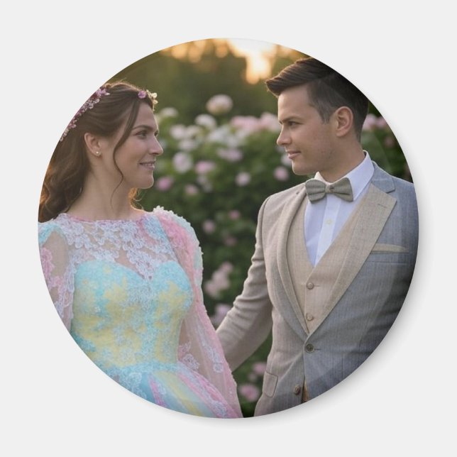 Íman Adicionar Personalização de Foto de Casamento (Frente)