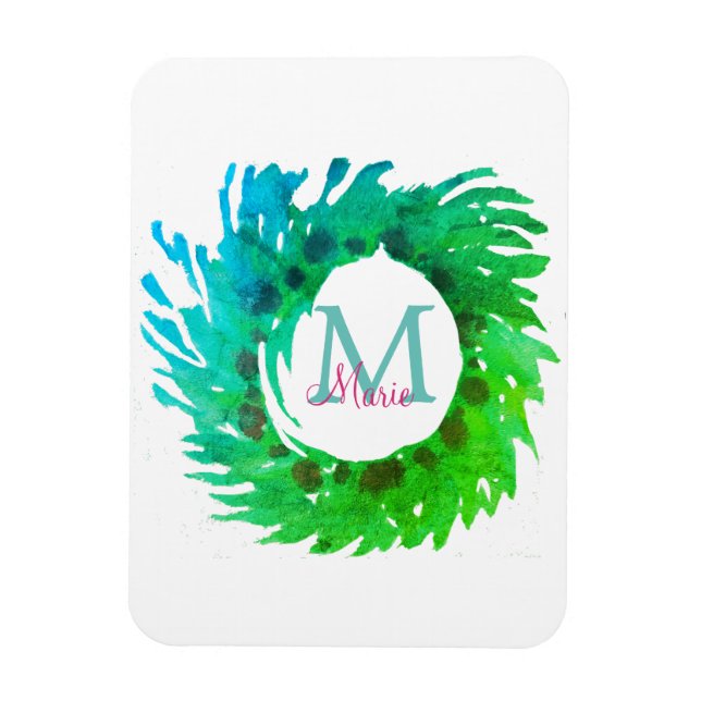 Íman Adicionar uma coroa verde de Natal verde-rosa com  (Vertical)