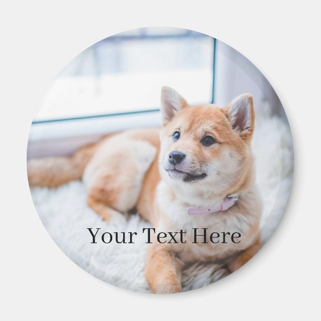 Íman Adicione sua foto e texto personalizado (Frente)