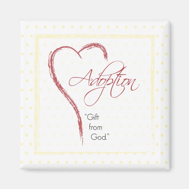 Íman Adoção, Religiosa, Pontos Amarelos com Coração Ver (Frente)