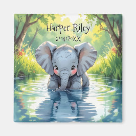 Íman Adorable Baby Elephant and Reflection Personalized
