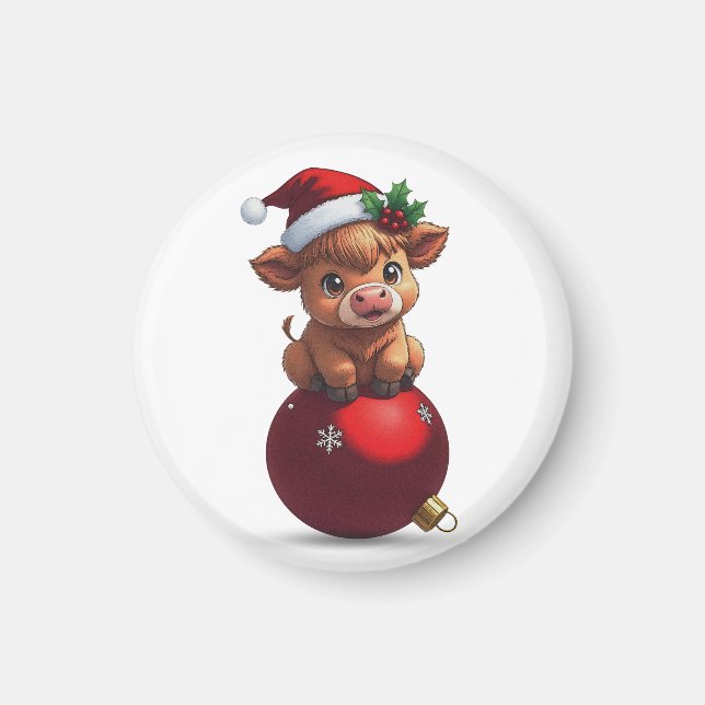 Íman adorable baby highland cow sitting (Frente)