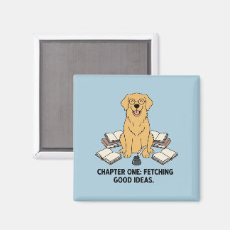 Íman Adorable Scholar Golden Retriever Fridge Decor