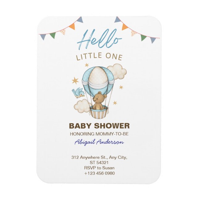 Íman Adorable Teddy Bear Boy Kid Baby Shower Invitation (Vertical)