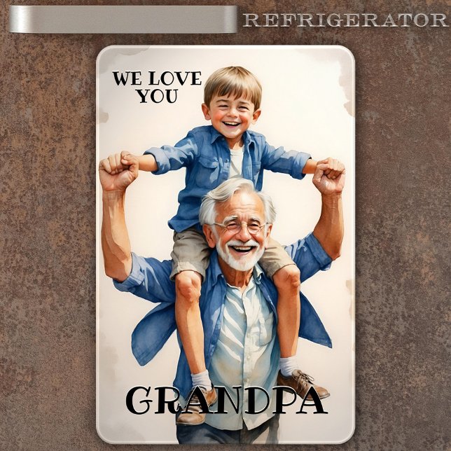 Íman Adoramos Seu Avô Fotografar O Magneta Flexi (Flexible magnet featuring your custom photo. You can customize the "We love you grandpa" texts)
