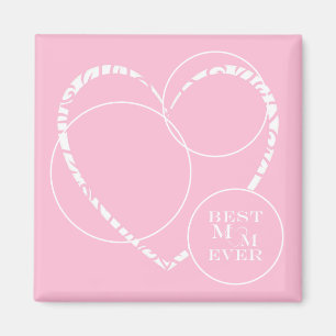 Íman Adorável 3 Foto "Melhor Mãe Nunca" Rosa, Coração B