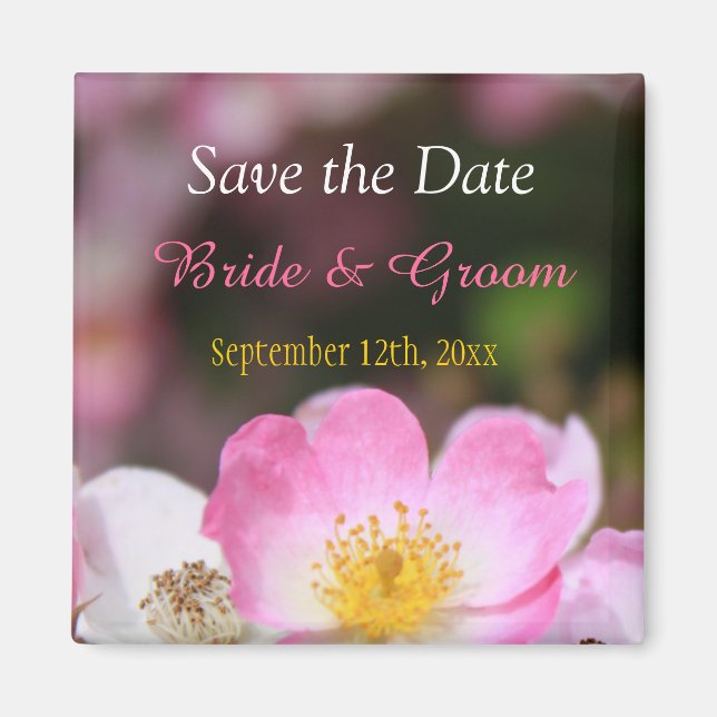 Íman adorável casamento de rosa selvagem rosa, salvar a (Frente)