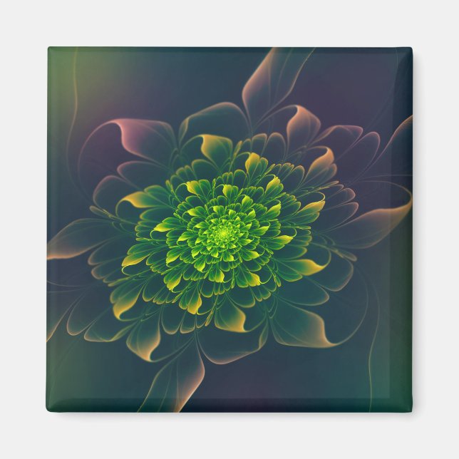 Íman Adorável Chrysanthemum Fractal Green (Frente)