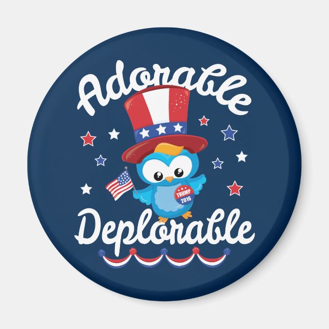 Íman Adorável Coruja Deplorável 2016 (Frente)
