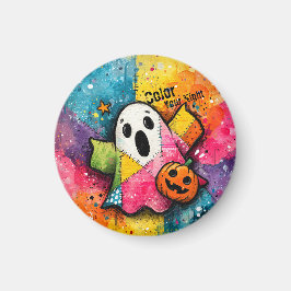 Íman Adorável Fantasma de Patchwork Arte Colorida de re