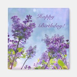 Íman Adorável Feliz Aniversário de Lilac
