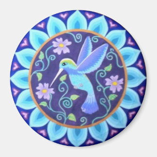 Íman Adorável imã de mandala de beija-flor por Soozie W