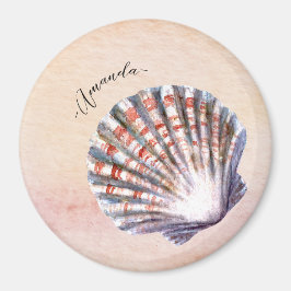 Íman Adorável pintura em aquarela personalizada concha 