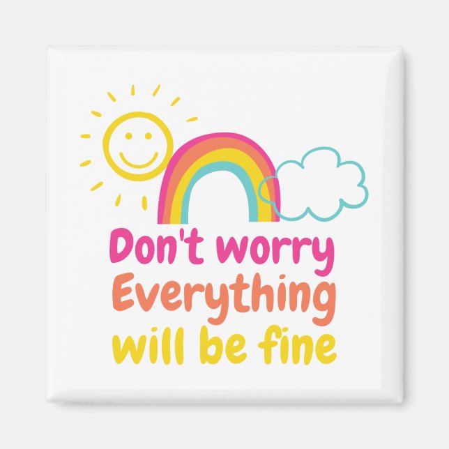 Íman Adorável Rainbow, Sun e Cloud  (Frente)