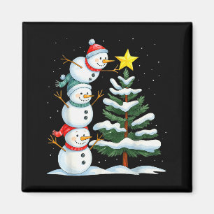 Íman Adorno de Natal engraçado de Homem de Neve Árvore